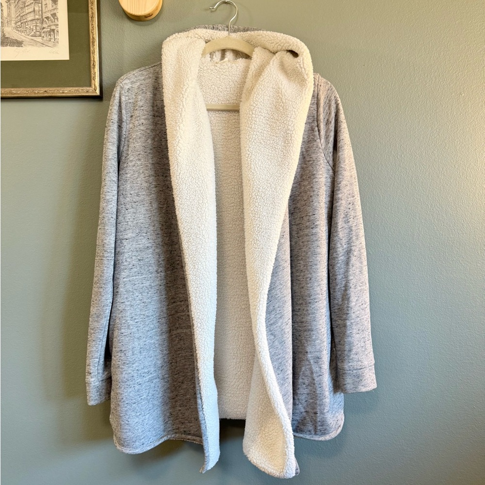 GAP Sherpa Lined Open Sweater Jacket - Picture 4 of 11